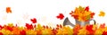 Autumn nature panorama with colorful leaves Royalty Free Stock Photo