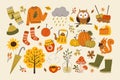 Cute Autumn Isolated Objects Collection