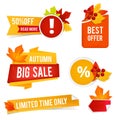 Autumn offer sales. Vector badges and stickers for advertizing Royalty Free Stock Photo