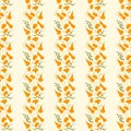 Autumn orange, gray pumpkins, leaves, light background. Vector seamless pattern. Halloween illustration. October harvest. Organic