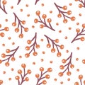 Autumn Orange and Purple Berries Seamless Pattern Background Royalty Free Stock Photo