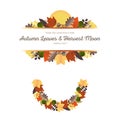 Autumn Ornaments - Leaves and Harvest Moon (1) Royalty Free Stock Photo