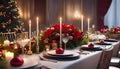 Autumn outdoor banquet table, autumn harvest season, holiday party,