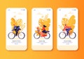 Autumn outdoor concept for website or web page. People riding bike on warm autumn day.