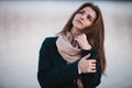 Autumn outdoor portrait of young beautiful fashionable woman Royalty Free Stock Photo
