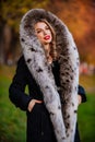 Autumn outfit collection. female winter apparel. glamour woman wear faux fur coat. real fur jacket. different types of