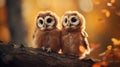 Autumn Owls: A Dreamy Encounter On A Branch