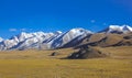 Autumn panorama of steppe pastures of high Asian mountains