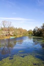 Autumn panorama of the Trubezh river and its picturesque banks. Pereslavl-Zalessky. Russia. Royalty Free Stock Photo