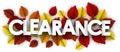 Autumn clearance sign with color birch leaves