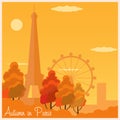 Autumn in Paris. France. Autumn illustration. Eiffel tower. Royalty Free Stock Photo