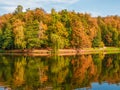 Autumn Park. Beautiful autumn landscape with red trees by the lake Royalty Free Stock Photo