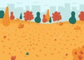 Autumn park flat color vector illustration Royalty Free Stock Photo