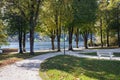 Autumn Park on the shore of the Millstatt lake. Seeboden, Austria