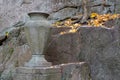 Autumn park with stone vase, Uman, Ukraine, Sofievka park Royalty Free Stock Photo