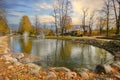 Autumn park in the town Cesis, Latvia Royalty Free Stock Photo