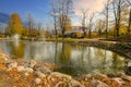 Autumn park in the town Cesis, Latvia Royalty Free Stock Photo