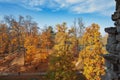 Autumn park with yellow trees in Cesis, Latvia.