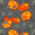 Autumn pattern colored sketch pumpkins hand drawn