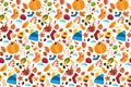 Autumn pattern with cute fall symbols ornament Royalty Free Stock Photo