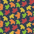 Autumn pattern with falling maple leaves Royalty Free Stock Photo