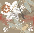 Autumn pattern with flowers and dragonfly's Royalty Free Stock Photo