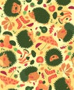 Autumn Pattern With Hedgehogs