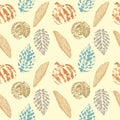 Autumn pattern imprint pumpkin leaf pods, stamp.