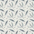 Autumn pattern with seeds pods doodle hand drawn pastel colors. Royalty Free Stock Photo