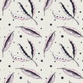 Autumn pattern with seeds pods doodle hand drawn pink pastel colors. Royalty Free Stock Photo