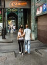 Autumn, people walking along the street