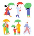 Autumn people walks vector set