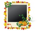 Autumn photo frame with leaves and pumpkin Royalty Free Stock Photo