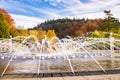 Autumn photo of Singing fountain in the small west Bohemian spa town Marianske Lazne Marienbad - Czech Republic Royalty Free Stock Photo