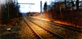 Autumn picture of a train tracks. Royalty Free Stock Photo