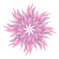 Autumn pink purple violet transparent skeleton leaf circle flower snowflake composition isolated on white background watercolor Royalty Free Stock Photo