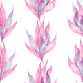 Autumn pink purple violet transparent skeleton leaves composition on white background watercolor digital art seamless pattern Royalty Free Stock Photo