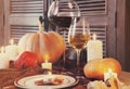 Autumn place setting. Thanksgiving dinner Royalty Free Stock Photo