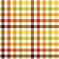 Autumn plaid pattern. Multicolored gingham vichy check in brown, red, orange, green, yellow, off white for flannel shirt. Royalty Free Stock Photo