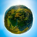 Autumn planet. Sunlit valleys, mountains and a variety of autumn colors. Alsace, France Royalty Free Stock Photo