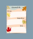 Autumn planner sheet Fall to-do list Planner insert or note page template to do list schedule