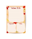 Autumn planner sheet Fall to-do list Planner insert or note page template to do list schedule tracker