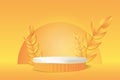 Autumn podium background. 3d render platform mockup for product presentation or award display. Thanksgiving minimal