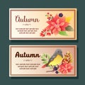 Autumn poinsettia mockingbird horizontal banner