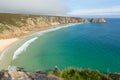 Autumn at Porthcurno beach Cornwall England UK