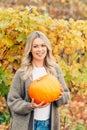 Autumn portrait of beautiful woman with blond hair Royalty Free Stock Photo