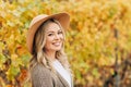 Autumn portrait of beautiful woman with blond hair Royalty Free Stock Photo