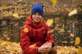 Autumn portrait of boy teen Royalty Free Stock Photo