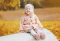 Autumn portrait cute positive child