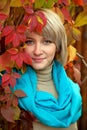 Autumn portrait lovely youngwoman Royalty Free Stock Photo